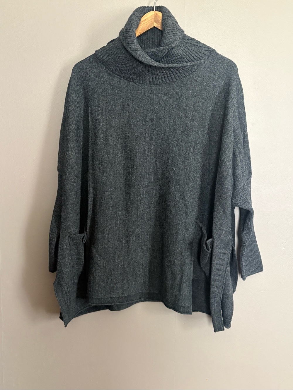 Mersea Charcoal Gray Turtleneck Poncho Sweater